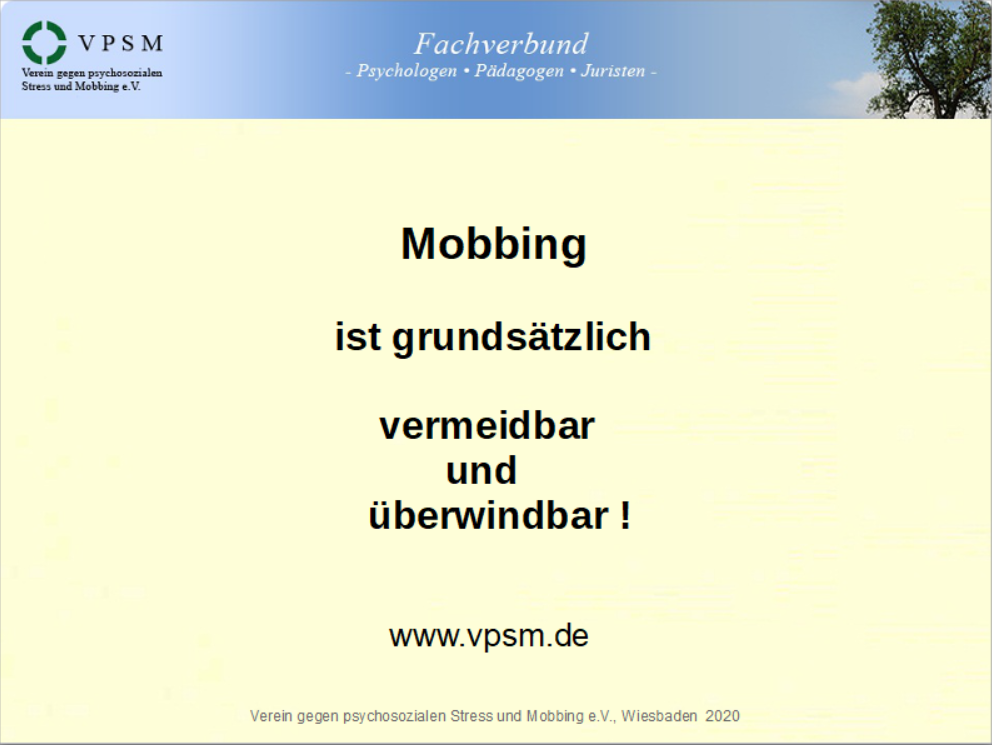 Mobbing ist grundsätzlich